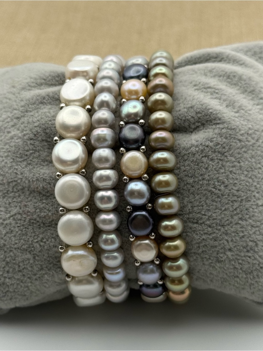 Set of four Multi-Color Freshwater Pearl Stretch Bracelet Set